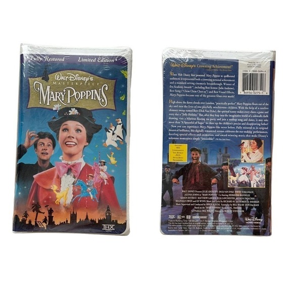 Walt Disney Mary Poppins VHS Clambshell Tape Movie Vintage Limited Edition Seal - Picture 11 of 11